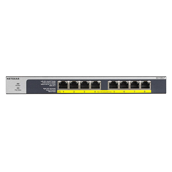 GS108LP 8 Port Gigabit Ethernet PoE+ Unmanaged Switch with FlexPoE (60W) - Garansi 2 Tahun