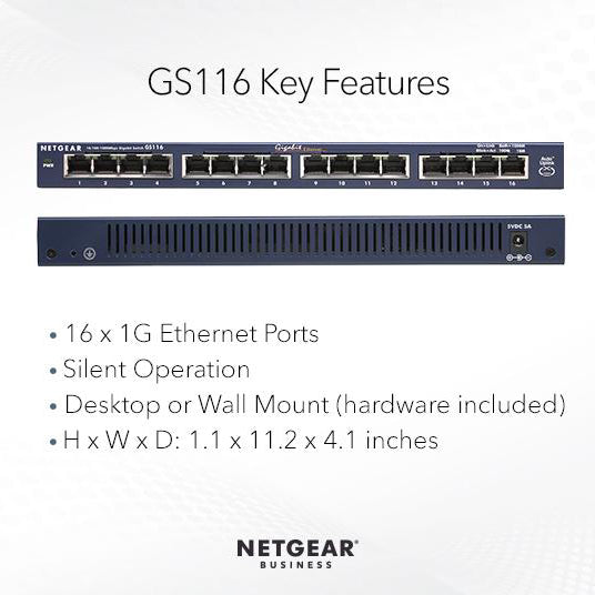 GS116 16 Port Gigabit Ethernet Unmanaged Switch - Garansi 2 Tahun