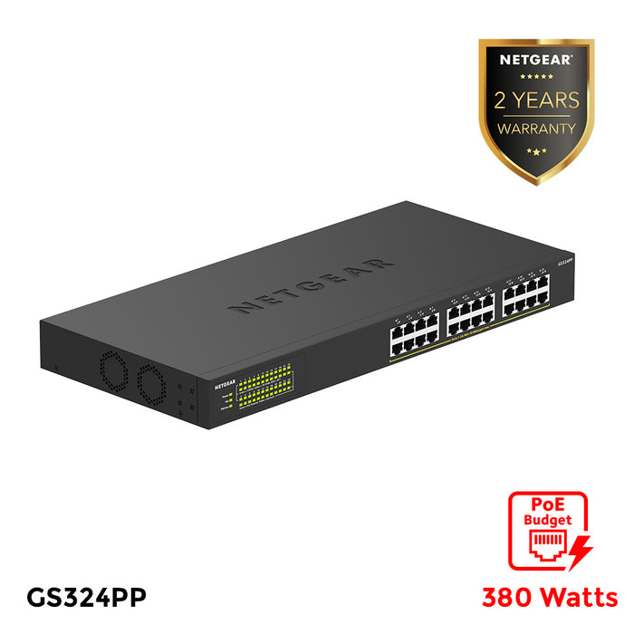 GS324PP 24 Port Gigabit Ethernet High-Power Unmanaged Switch with 24 Ports PoE+ (380W) - Garansi 2 Tahun