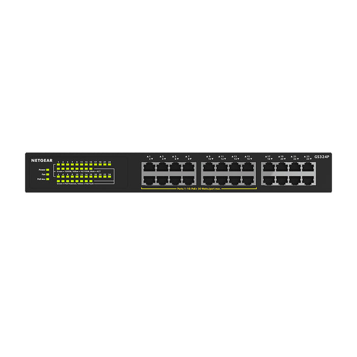 GS324P 24 Port Gigabit Ethernet Unmanaged Switch with 16 Ports PoE+ (190W) - Garansi 2 Tahun