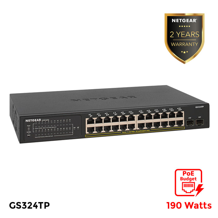 GS324TP S350 Series 24-Port Gigabit Ethernet PoE+ Smart Switch with 2 SFP Ports (190W) - Garansi 2 Tahun