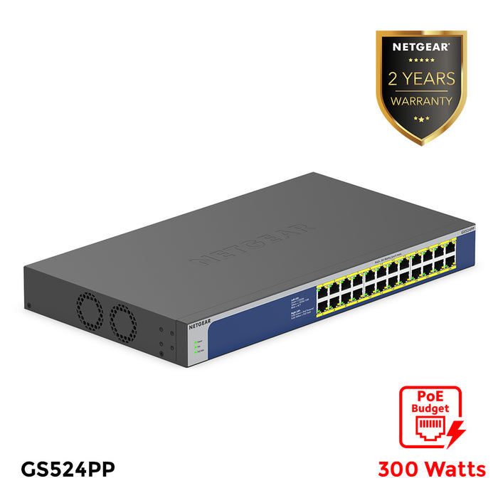 GS524PP 24 Port Gigabit Ethernet High-Power PoE+ Unmanaged Switch (300W) - Garansi 2 Tahun