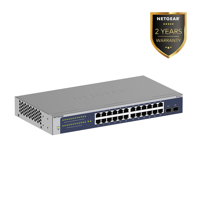 GS724T 24-Port Gigabit Ethernet Smart Switch with 2 SFP Ports - Garansi 2 Tahun