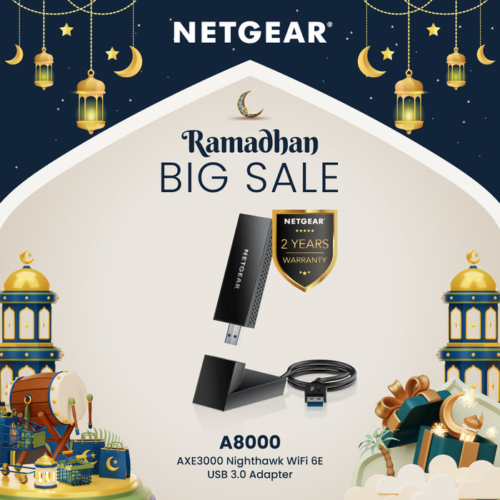 (Pre-Order) Nighthawk® A8000 AXE3000 WiFi 6E USB 3.0 Adapter - Garansi 2 tahun