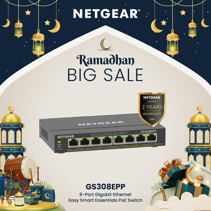 GS308EPP 8-Port PoE+ Gigabit Ethernet Plus Switch (123W) - Garansi 2 Tahun