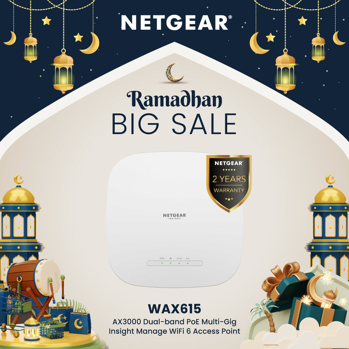 WAX615 AX3000 Dual-Band PoE Multi-Gig Insight Managed WiFi 6 Access Point - Garansi 2 Tahun