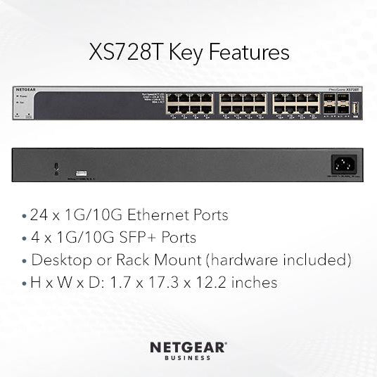 XS728T 24-Port 10-Gigabit Ethernet Smart Switch with 4 Dedicated SFP+ Ports - Garansi 10 Tahun